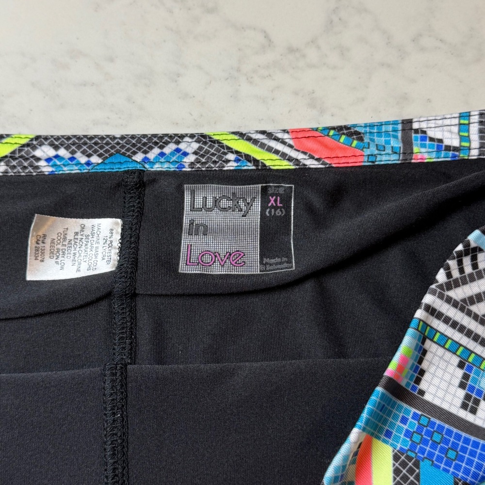 Lucky in Love Womens XL 16 Geometric Print Tiered Tennis Skort - Picture 3 of 6